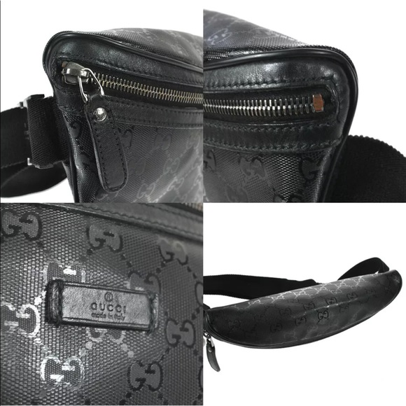 Authentic Gucci Imprime black canvas waist bag fanny pack belt bag - Picture 12 of 14
